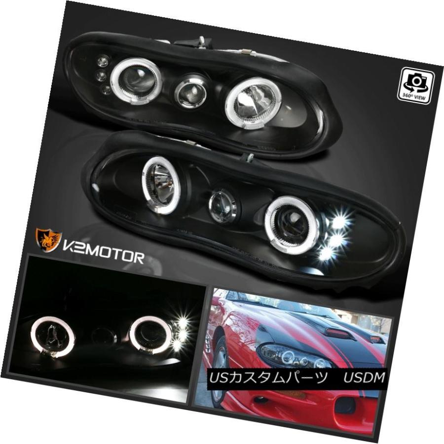 ヘッドライト 1998-2002シボレーカマロLEDハロープロジェクターヘッドライトブラック 1998-2002 Chevy Camaro LED H