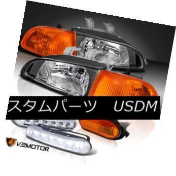 ヘッドライト 92-95 Civic Blackヘッドライト+ Ambe   rコーナーランプ+サイドマーカー+白色LED D