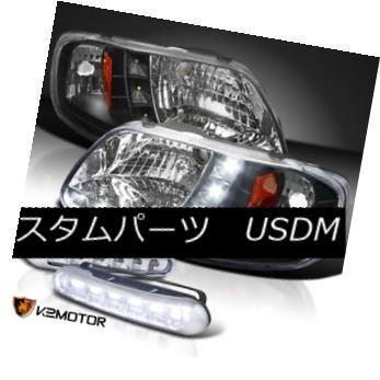 ヘッドライト 97-03 Ford F150 SMD 1Pcスタイルブラックヘッドライト+ Fron   t Bumer LE