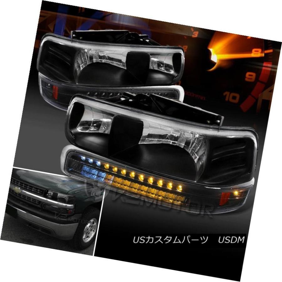 ヘッドライト 99-02 Chevy Silverado 00-06タホ郊外のブラックヘッドライト+ LEDバンパーライト 99-02 Chevy S