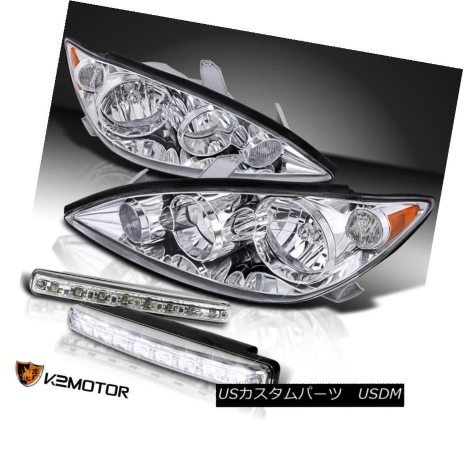 ヘッドライト 2005-2006トヨタカムリクロームヘッドライト+ Whi 用6000K LED DRLフォグランプ For 2005-20