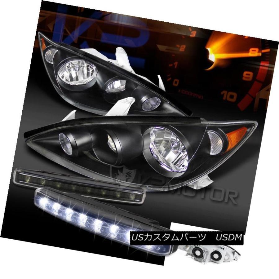 ヘッドライト 2005-2006トヨタカムリクリスタルブラックヘッドライト+ Whi  8-LED DRLフォグランプ For 2005-2