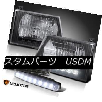 ヘッドライト フォード92-06 Econoline E150 E250ヴァンブラックSMDヘッドライト+ LED DRLフォグランプ Ford 92