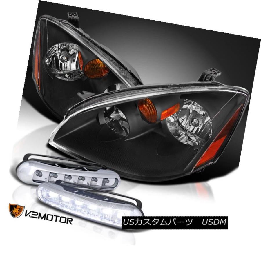 ヘッドライト 02-04日産アルティマJDMブラックヘッドライトヘッドランプ+ LED DRLフォグランプ For 02-04 Nissan Alti