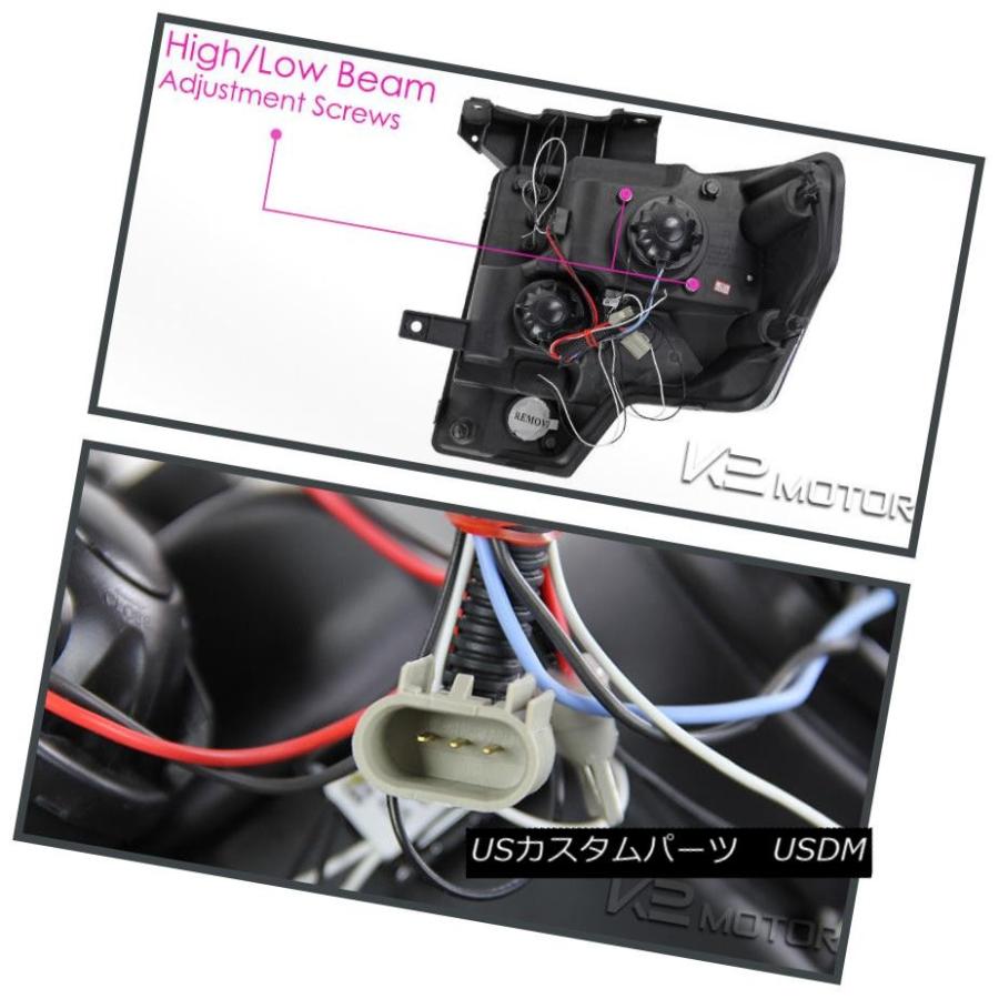 ヘッドライト 2009-2014 F150 XLTハロープロジェクターブラックヘッドライト+ LEDブレーキテールランプ 2009-2014 F150の画像