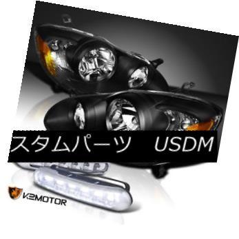 ヘッドライト 03-08トヨタカローラブラックダイヤモンドヘッドライト、ホワイトLED昼間フォグランプ For 03-08 Toyota Coroll