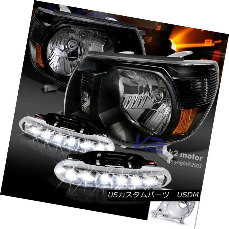 ヘッドライト JDM Black 2005-2011用タコマヘッドライト+ LED DRL昼間走行フォグランプ For JDM Black 2005-