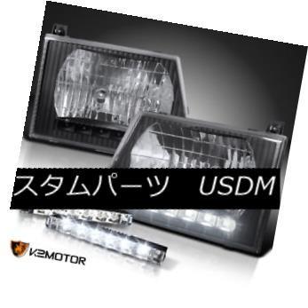 ヘッドライト 92-06 Ford E150 E250 EconolineブラックSMD LEDヘッドライト+ 6-LE