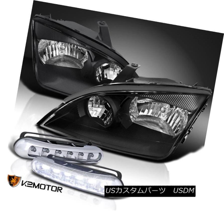 ヘッドライト フォード2005-2007フォーカスZX4ユーロブラッククリスタルヘッドライト+ LED DRLフォグランプ Ford 2005-200