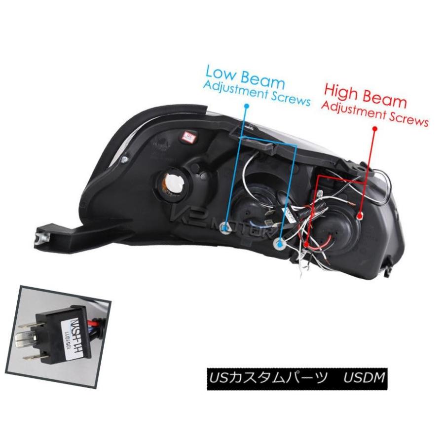 ヘッドライト 99-00ホンダシビックブラックLEDハロープロジェクターヘッドライト+ H1ハロゲン電球用 For 99-00 Honda Civicの画像