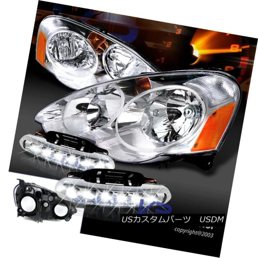ヘッドライト 2002-2004 Acura RSX JDMクロームヘッドライト、LEDデイタイムフォグランプ 2002-2004 Acura RSX