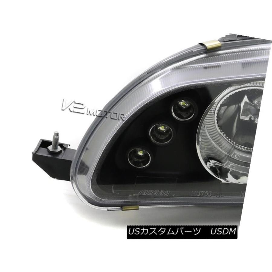 ヘッドライト 92-95ホンダシビックブラックLEDハロープロジェクターヘッドライト+ H1ハロゲン電球 For 92-95 Honda Civicの画像