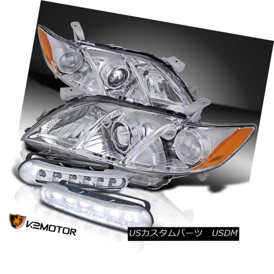 ヘッドライト 07-09カムリJDMクロームクリアプロジェクターヘッドライト+ LEDバンパーDRLフォグランプ For 07-09 Camry JD