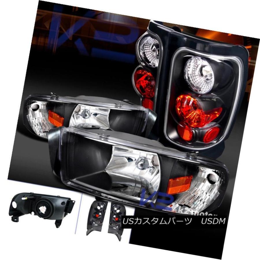 ヘッドライト 94-01 Dodge Ram 1500 2500 3500クリスタルブラックヘッドライト+タイ  lブレーキラ