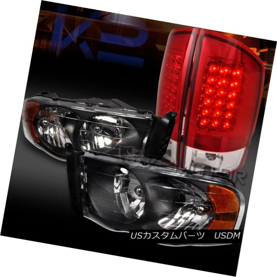 ヘッドライト 02-05 Dodge Ram 1500/2500/3500ブラックダイヤモンドヘッドライト+レッドLEDテールライトヘッド 02-05