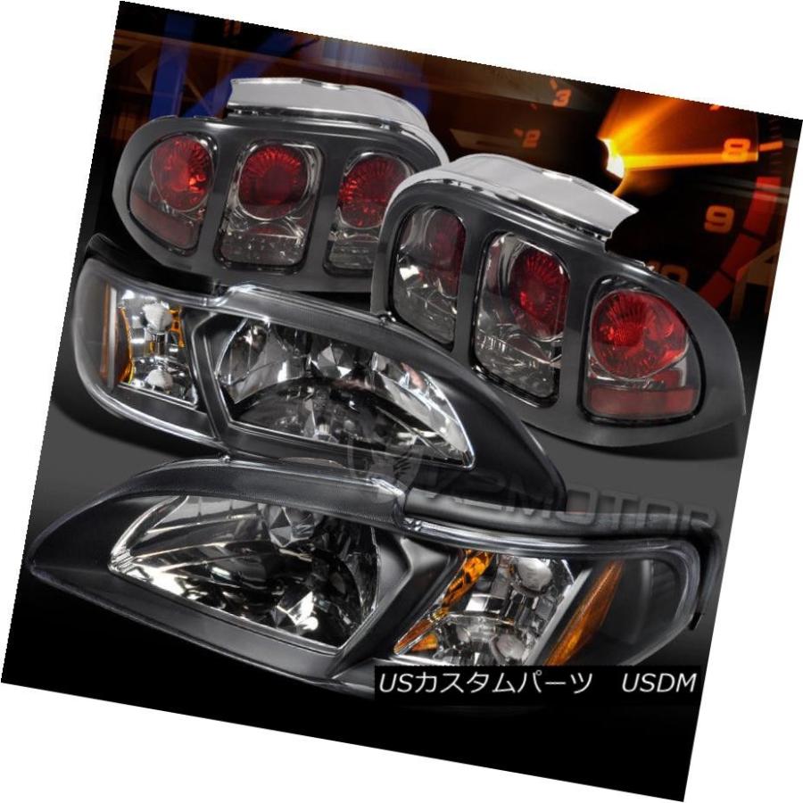 ヘッドライト 1994-1998 Ford Mustangブラックヘッドライトコーナーランプ+スモークテールライト 1994-1998 Ford Mu