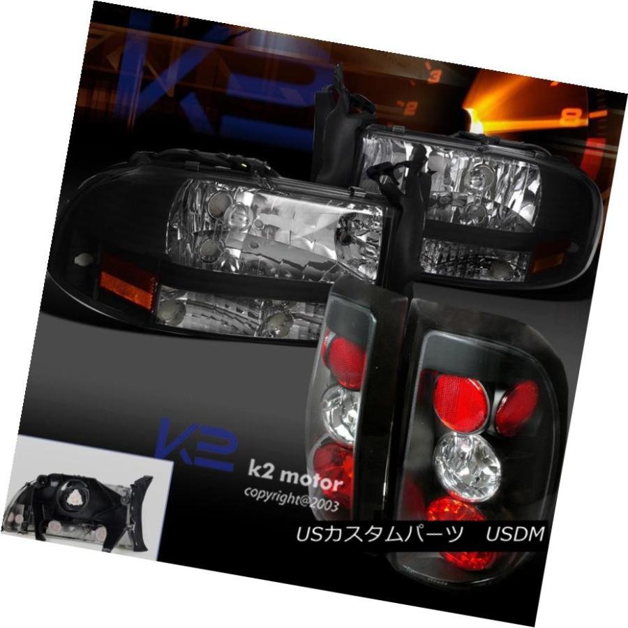ヘッドライト 黒97-04 Dodge Dakotaヘッドライト+タイ lライト交換LH RHペア Black 97-04 Dodge Da