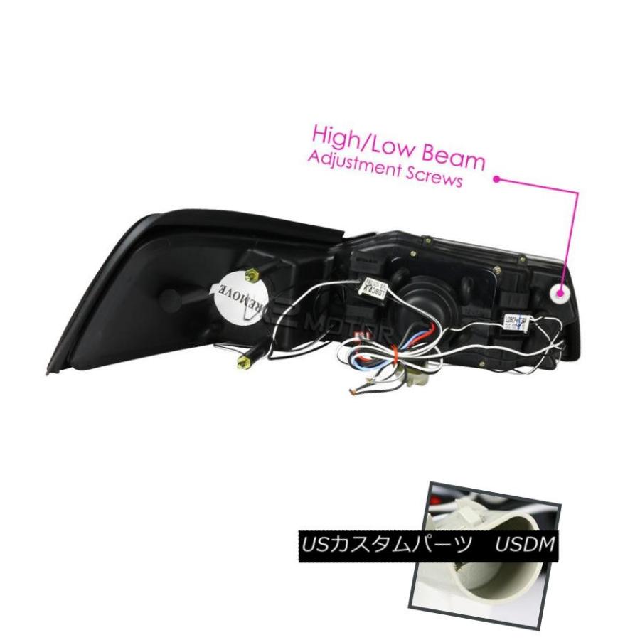 ヘッドライト 99-04 Mustang ChromeデュアルHalo LEDプロジェクターヘッドライト+スモーキー  keフの画像