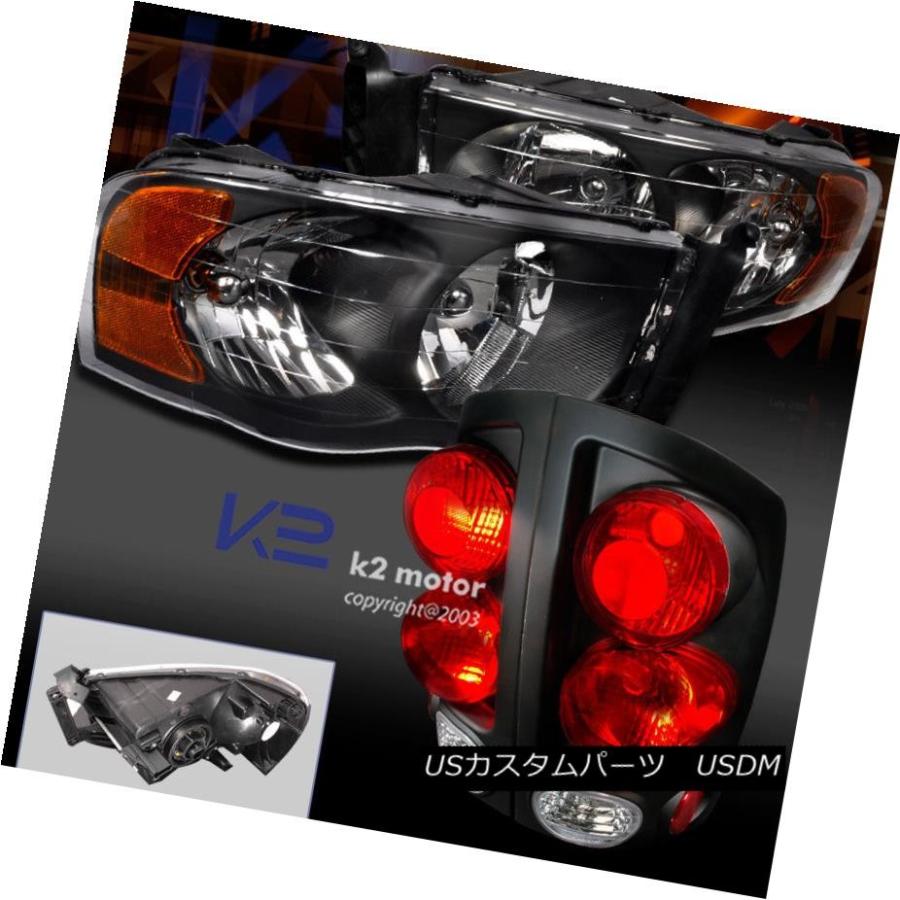 ヘッドライト 02-05 Ram 1500 / 03-05 2500 3500クリスタルブラックヘッドライト+ 3Dレトロテールランプ 02-05 R
