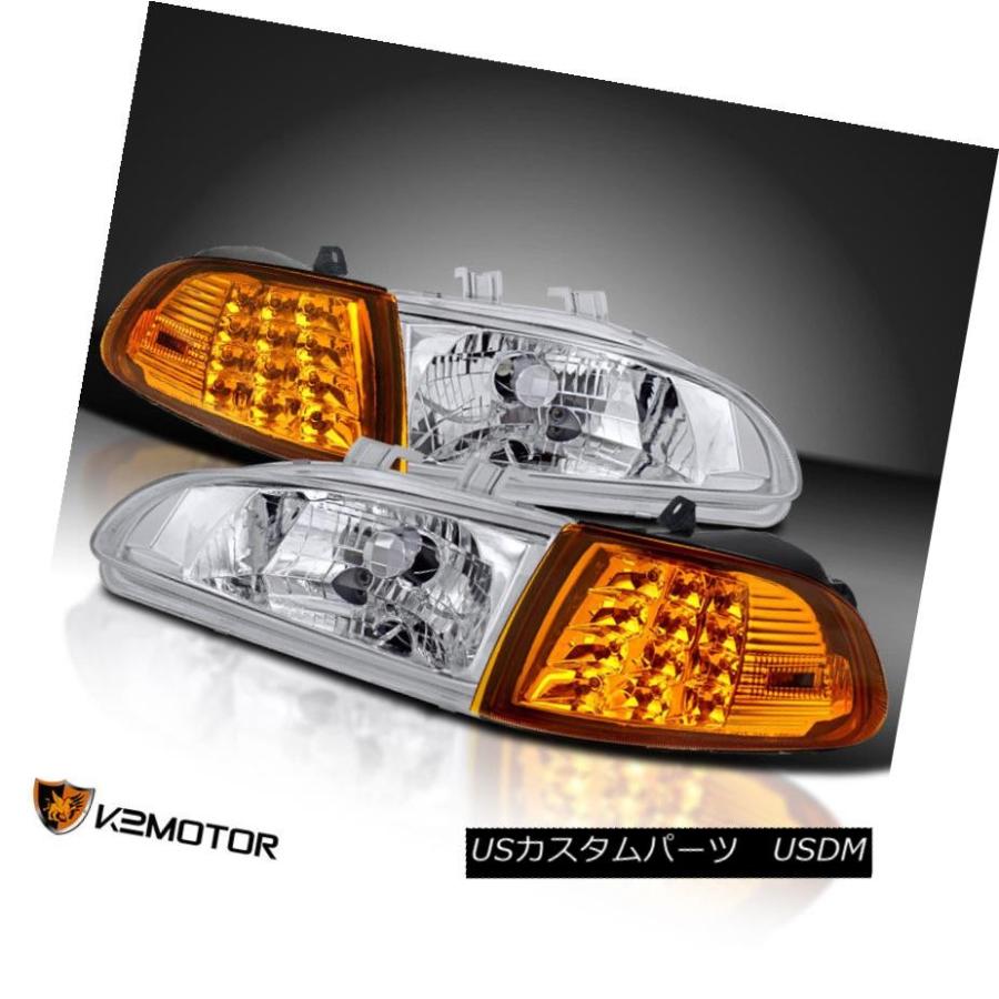 ヘッドライト 92-95ホンダシビック2Dr / 3Dr EG EH EJクリスタルヘッドライト+ LEDコーナーライト4PC For 92-95 H