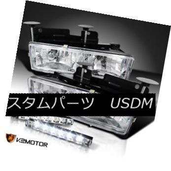 ヘッドライト 94-98 Chevy Silveradoクロームクリアヘッドライト+ Fron   tバンパーLED DRLフ