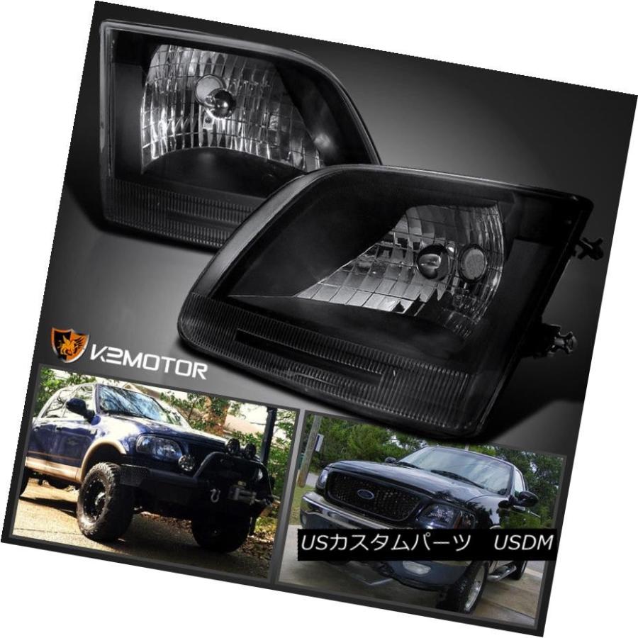 ヘッドライト ユーロブラック97-03 F150遠征ヘッドライトダイヤモンドヘッドランプ左+右ペア Euro Black 97-03 F150 Exp