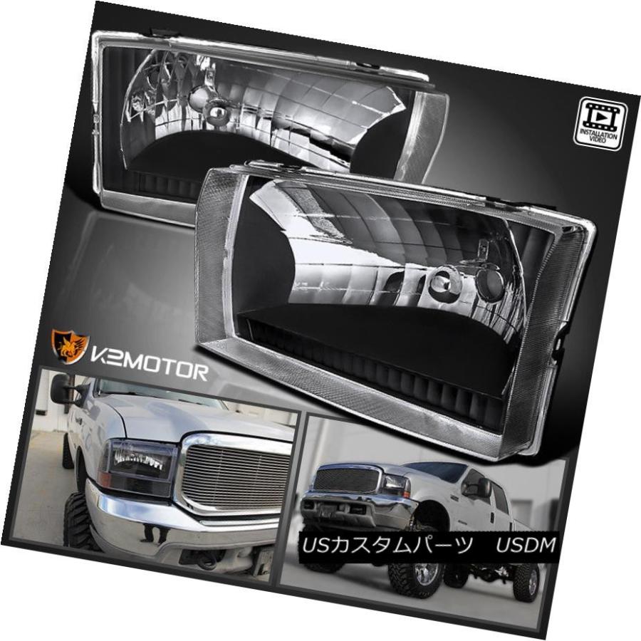 ヘッドライト ブラック1999-2004フォードF250 F350 F450スーパーデューティーエクスカーションダイヤモンドヘッドライト Black