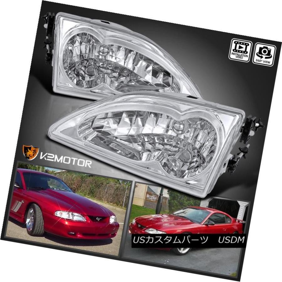 ヘッドライト 94-98フォードマスタングクロームクリアクリスタルヘッドライトランプ 94-98 Ford Mustang Chrome Clear