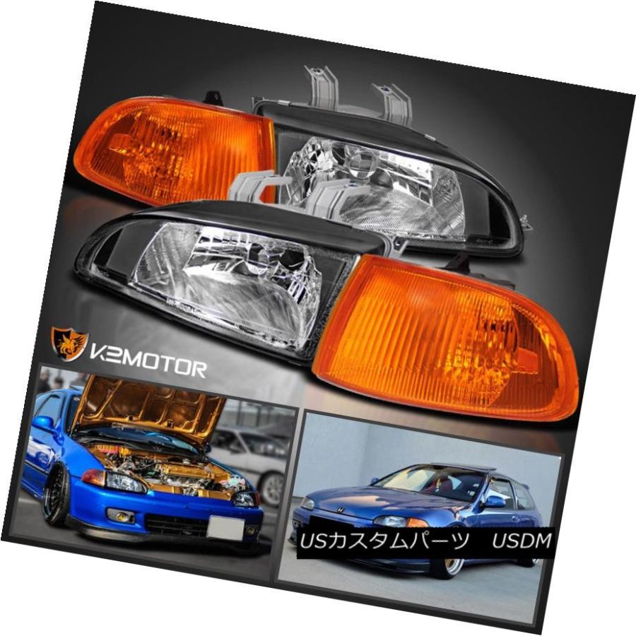 ヘッドライト 92-95ホンダシビック2Dr / 3Dr EG EH EJ JDMブラック 