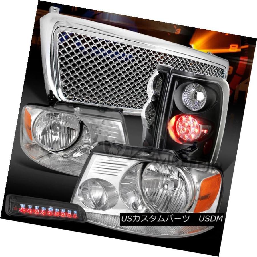 ヘッドライト 04-08 F150クロームヘッドライト+フード  dグリル+ティントLED 3ストップ+ブラックLEDテールラ