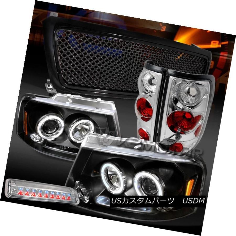 ヘッドライト 04-08 F150ブラックHalo DRLヘッドライト+メス  hグリル+クリアテールランプ+ LED第3ブレ