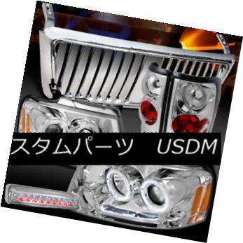 ヘッドライト 04-08 F150クロームLEDハローヘッドライト+   ntグリル+テールLED第3ブレーキランプ 04-0