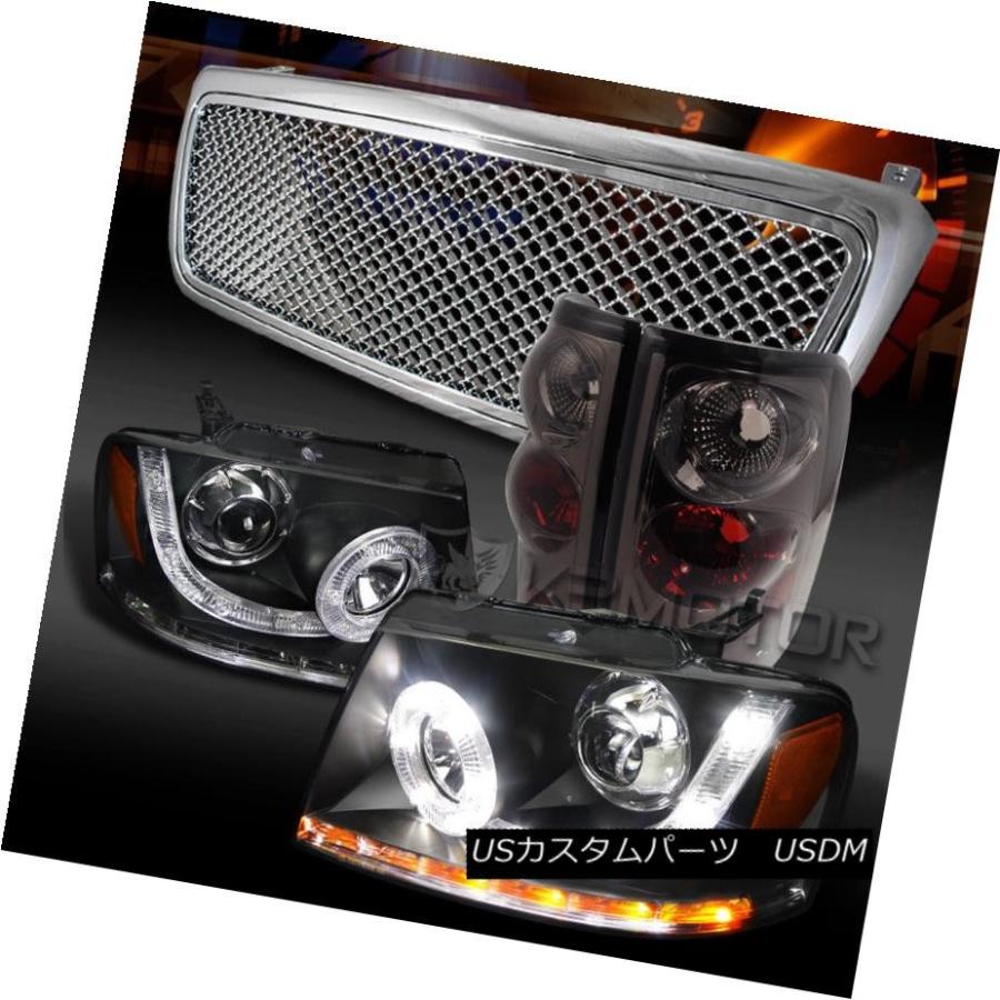 前照灯 04-08 F150黒いことSMD LED映写機前照灯+ Chr   omeメッシュ小料理屋+煙テー 自動車-その他ライト