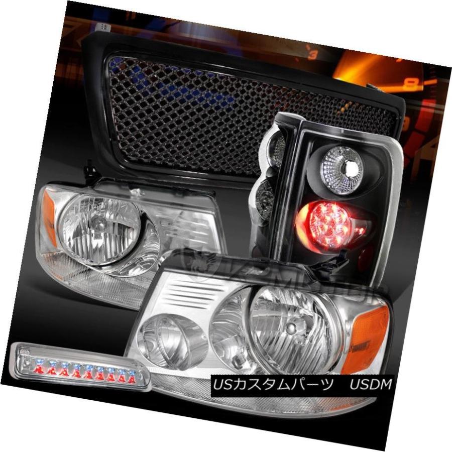 前照灯 04-08 F150クローム前照灯+ 3番打ちきり+黒いことLED尾っぽ照明ランプ+メッシュ小料理屋 04-08 F150 Chrome 車、バイク、自転車-自動車