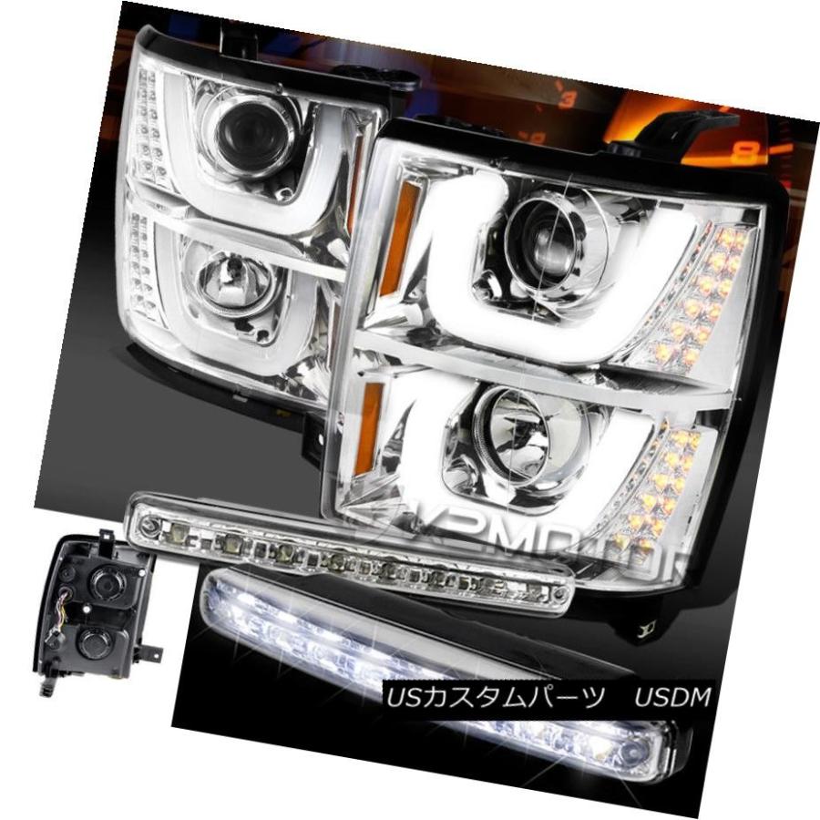 ヘッドライト 14-15 Silverado 1500デュアル・ハローLEDシグナル・プロジェクター・ヘッドライト+ 8-LE  D DRL