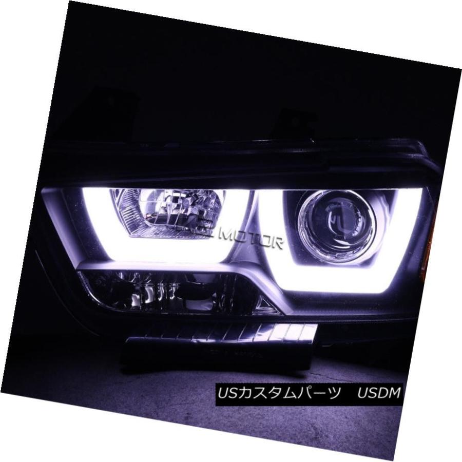 ヘッドライト 2011-2014ダッジチャージャブラックデュアルハローLED DRLストリッププロジェクタヘッドライト 2011-2014 Dodgeの画像