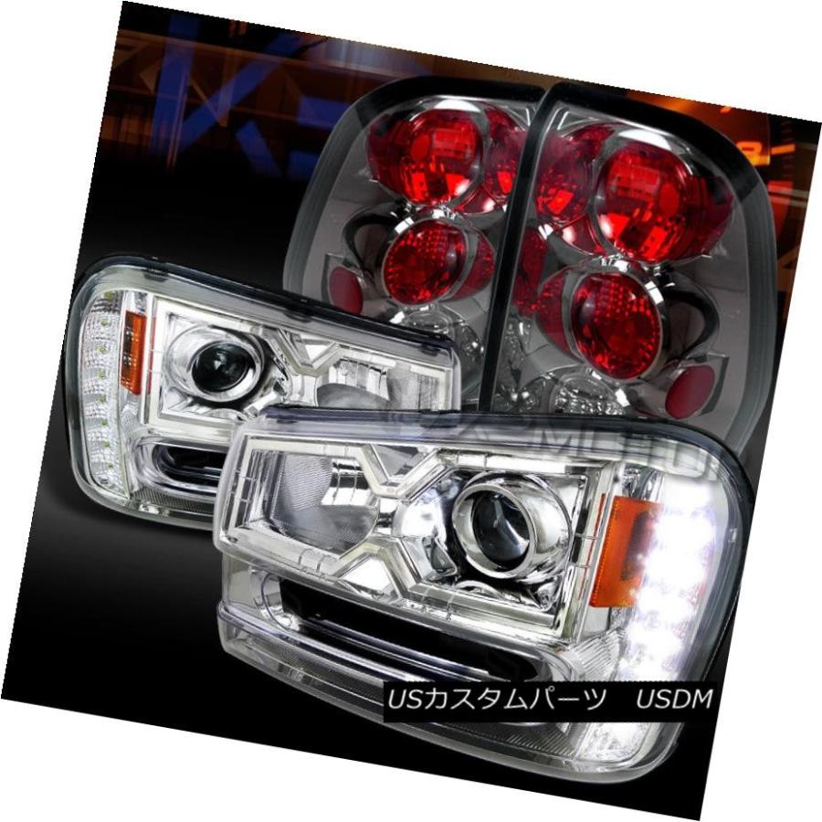 ヘッドライト 02-09トレイルブレイザークロムSMD LED DRLプロジェクターヘッドライト+スモーキー  keテールラン