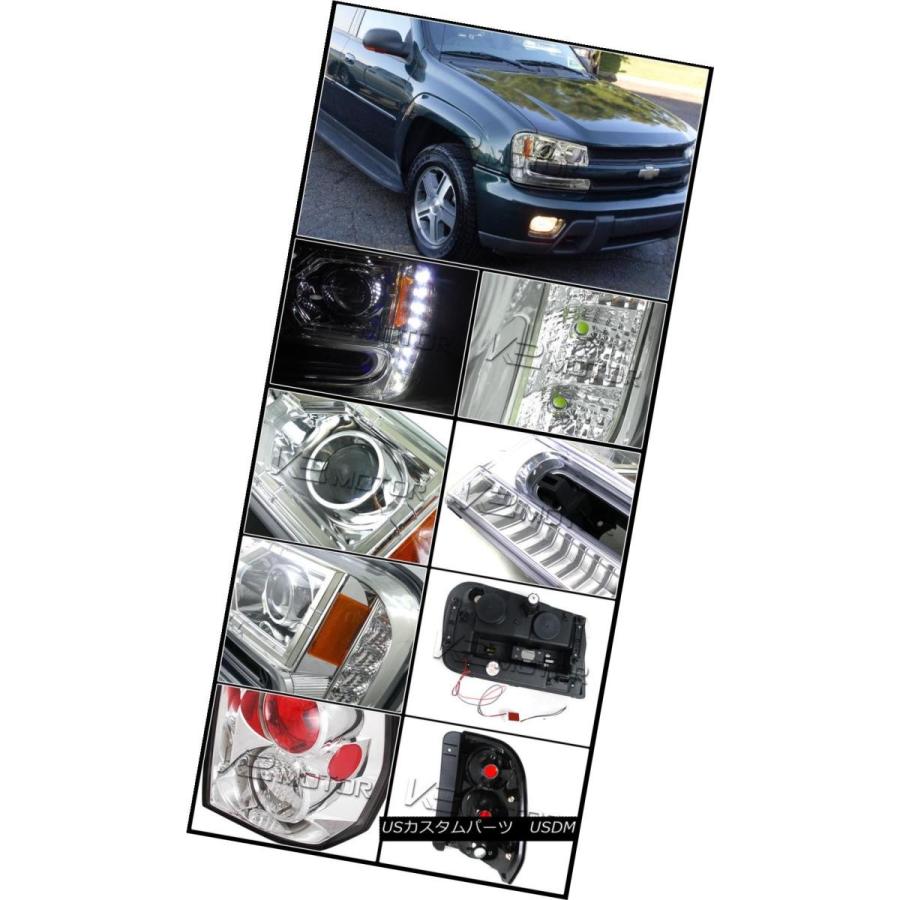 ヘッドライト 02-09 Chevy Trailblazer ChromeプロジェクターSMD LED DRLヘッドライト+ Cle  </の画像