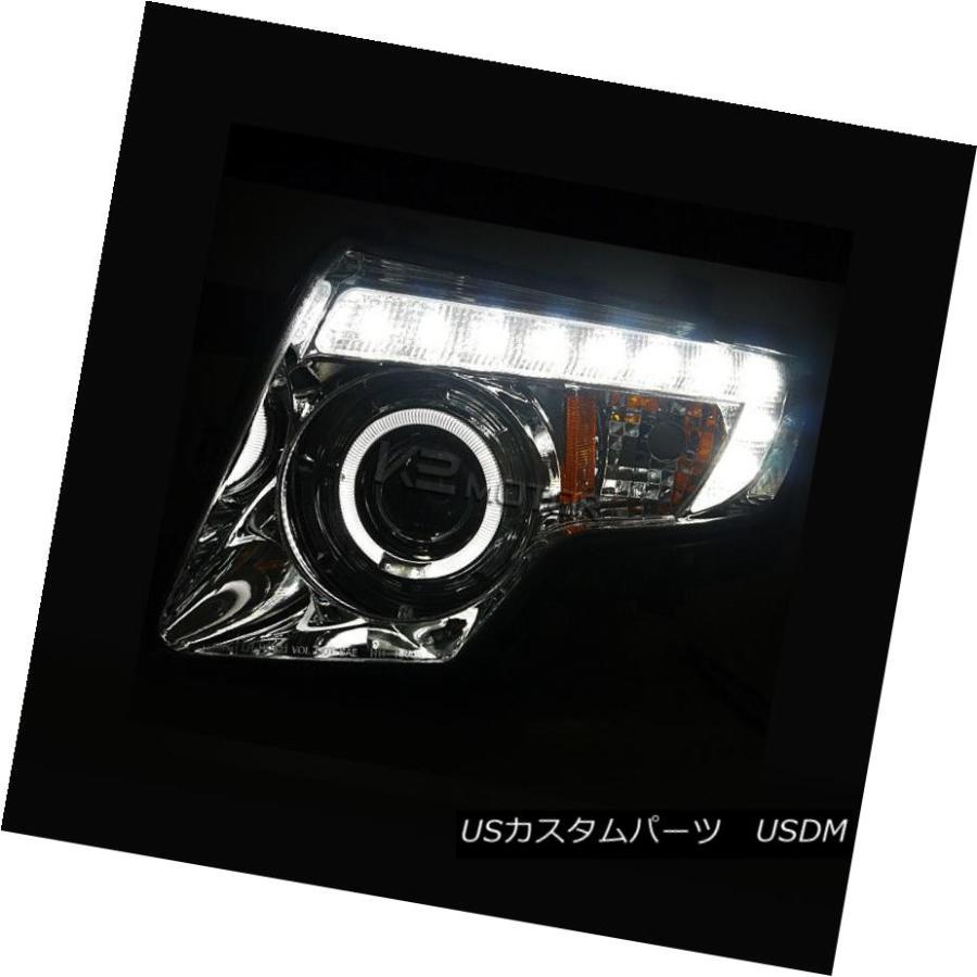ヘッドライト 07-10フォードエッジクロームハローLED DRLプロジェクターヘッドライト+ H11ハロゲン電球 07-10 Ford Edge Cの画像