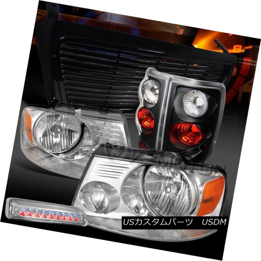 ヘッドライト 04-08 F150クロームヘッドライト+ LED第3ブレーキ+ブラックテールランプ+ビレットグリル 04-08 F150 Chrome