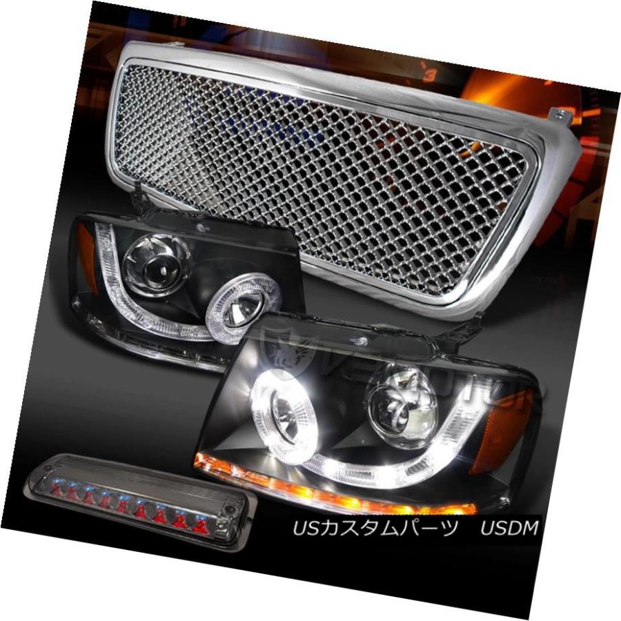 ヘッドライト 04-08 F150ブラックSMD LEDプロジェクターヘッドライト+クロ  meグリル+ティントLED第3ブレ