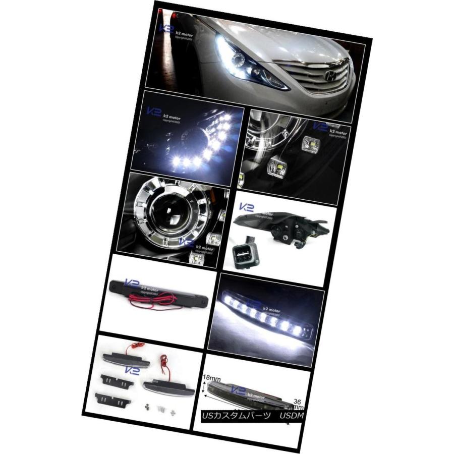 ヘッドライト 11-14ソナタブラックSMD LED DRLプロジェクターヘッドライト+ 8-L   EDバンパーDRL用 Fの画像