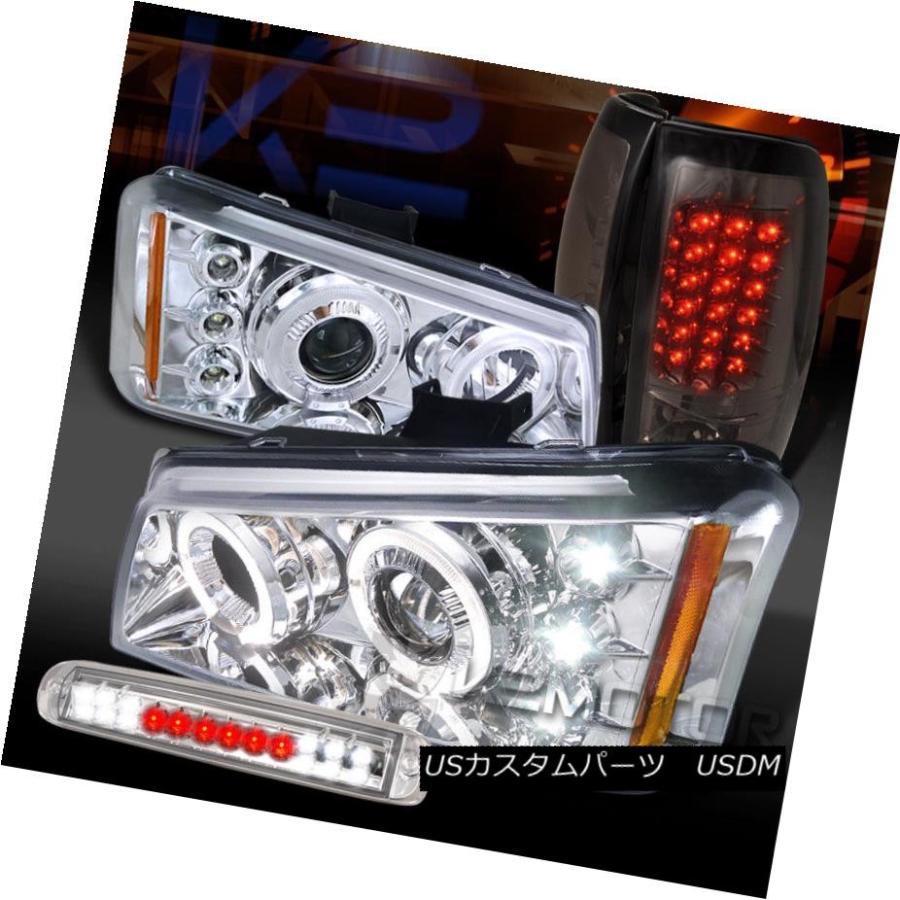 ヘッドライト 03-06 Silverado Clear Haloプロジェクターヘッドライト+ LED第3ストップ+スモークLEDテールランプ 03-