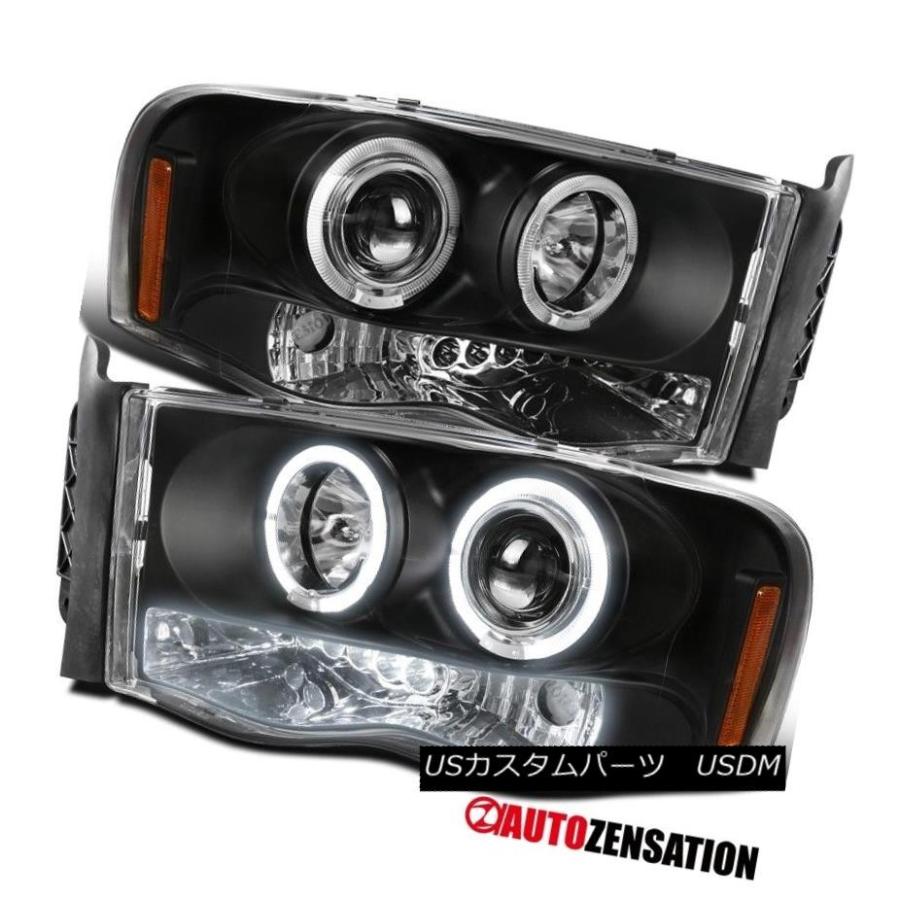 ヘッドライト 02-05 Dodge Ram 1500/2500/3500ピックアップブラックLED DRLハロープロジェクターヘッドライト 02-0