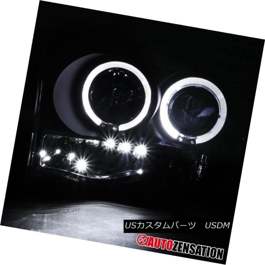 ヘッドライト 02-05 Dodge Ram 1500/2500/3500ピックアップブラックLED DRLハロープロジェクターヘッドライト 02-0の画像