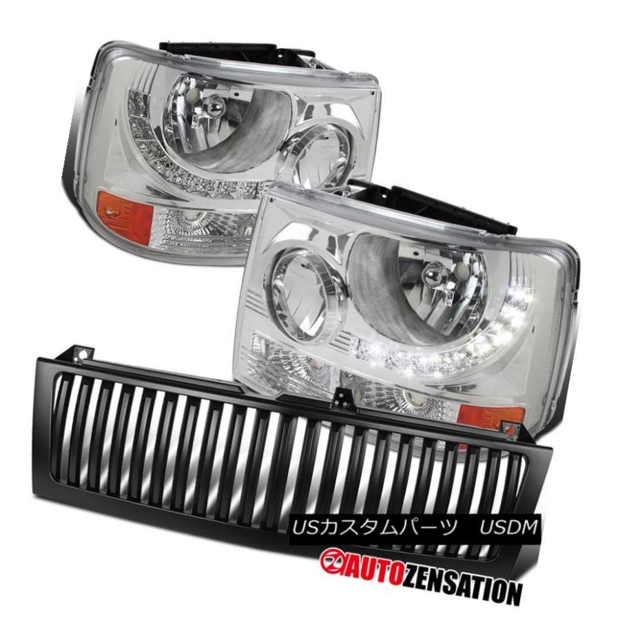 ヘッドライト 99-02 Chevy Silverado Chrome LED 1PCスタイルヘッドライト+ Bla   ck
