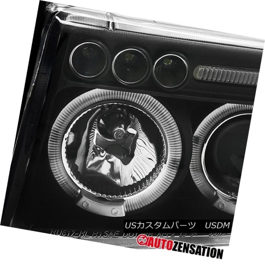 ヘッドライト 1994-2001 Dodge RamトラックピックアップブラックLED DRL Haloプロジェクターヘッドライトペア 1994-20の画像