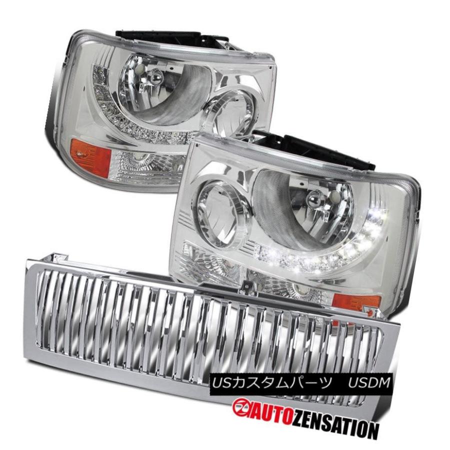 ヘッドライト 99-02 Chevy SilveradoクリアLED 1PCスタイルヘッドライト+ Chr   ome Ver