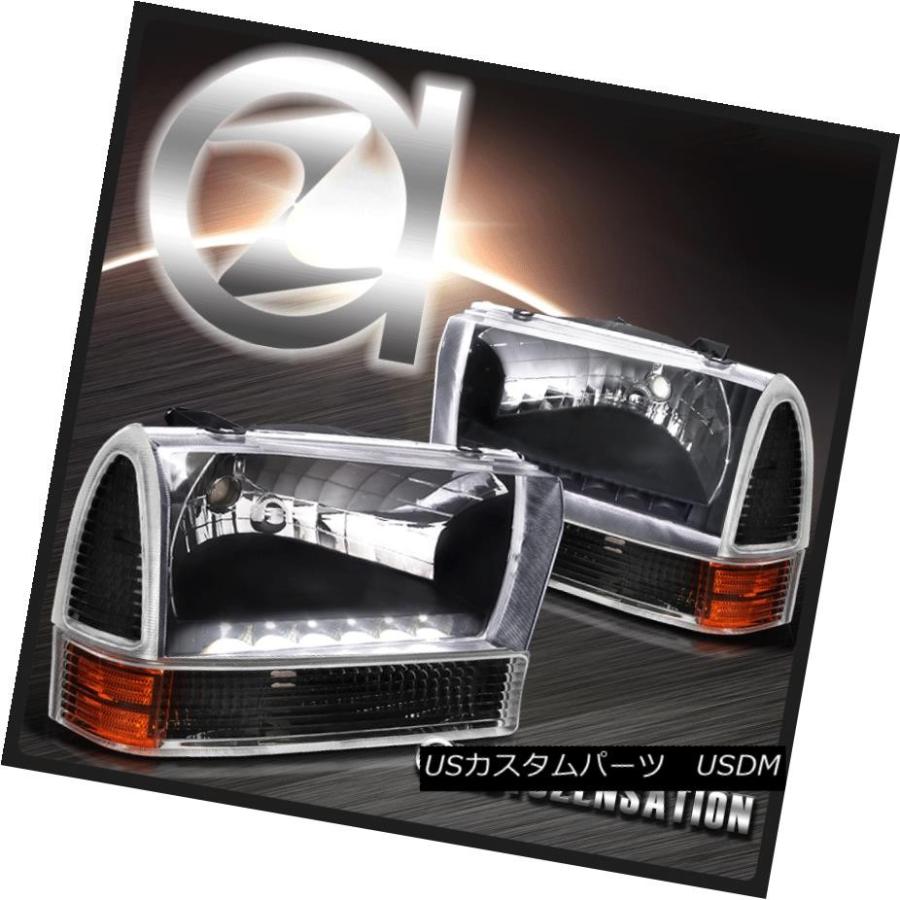 ヘッドライト 99-04 F250 F350 F450エクスカーションブラックSMD LEDヘッドライト+信号灯 99-04 F250 F350 F4