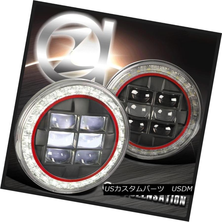 ヘッドライト 2PC 7 \"ラウンドブラッククリーLEDハロ・プロジェクター・ヘッドライト+レッド・リム・ジープ・ラングラー 2PC 7\" Round